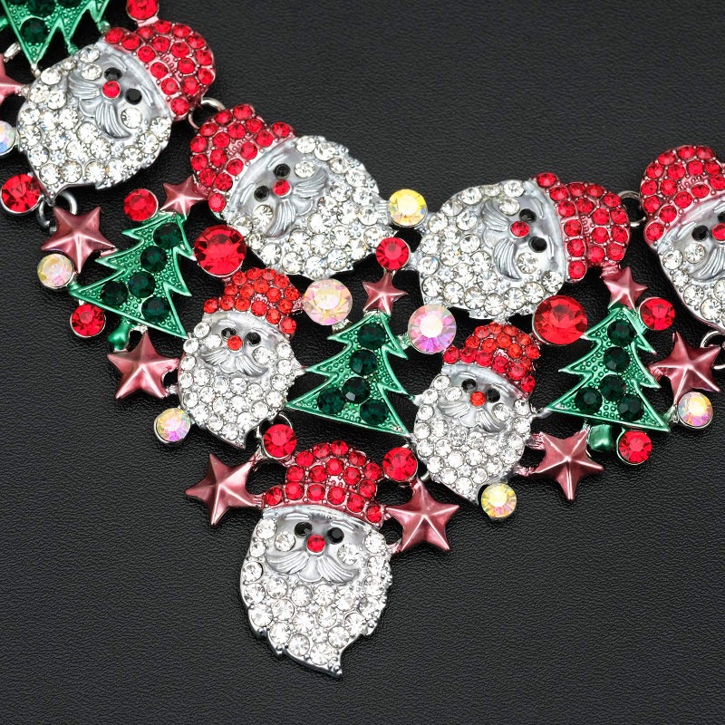 CSY Luxury Statement Bib Necklace Earrings Santa Claus Christmas Tree Element Party Costume Jewelry Set Xmas Gift for Women - Image 4